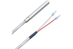 iOVEO 039HG01201 - PT100 - Sonda per gas di fumo, sensore di temperatura fino a 400°C con cavo di collegamento/cavo in fibra di veto, 1 metro