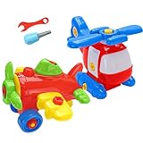 YIXIN Set of 2 Take-a-part Airplane Helicopter Disassembly Assembly Toys for Child Intelligence Development