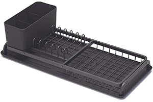 Brabantia - Égouttoir à Vaisselle - Ustensile de Cuisine - Bac d'Egouttage - Accessoire Cuisine Facile à Nettoyer - Panier à Couverts Amovible - Support en Aluminium Résistant à la Corrosion - 20x46