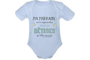 Spreadshirt Marraine Va M'Apprendre Toutes Les Bêtises Idée De Cadeau Body Bébé Bio Manches Courtes