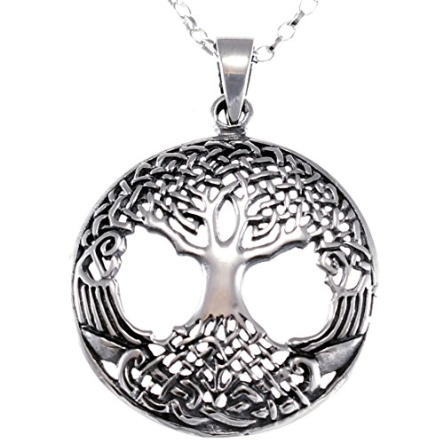 Broche de plata de ley del árbol de la vida collar con colgante de con 45,72 cm cadena