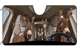 BAGEYOU Car Windshield Sunshade Donkey Family Vehicle Front Windshield Sunshade UV Ray Reflector Sun Protector Sun Shade Visor, Keep Vehicle Cool, 55" x 30"