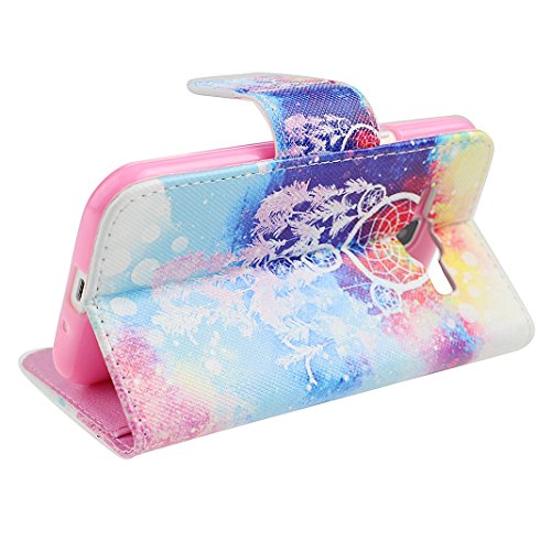 Hülle Galaxy J1 2015,Moon mood® PU Leder Schutzhülle für Samsung Galaxy J1 (4.3 Zoll)(Not for Samsung Galaxy J1 2016) TPU Innere 3 Kartenfächer Bunte Malerei Standfunktion Handytasche (Blau Gelb Rot Traumfänger) - 5