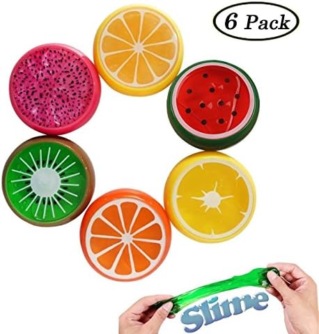 WISEUK 6PCS Crystal Slime Putty Toy Soft Rubber Fruit Slime Clay Stress Relief Toys for Kids, Students, DIY, Birthday Party Favors
