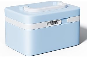 NDXIUTU Medicine Lock Box, Lock Box for Medication with Combination Lock,Lock Box for Safe Medication, Clear Lockable Storage Box for Medicine Blue
