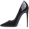 Elisabet Tang Women Pumps, Pointed Toe High Heel 4.7 inch/12cm Party Stiletto Heels Shoes, Black Bottom, 9