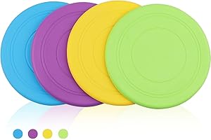 Xingsky 4 Piezas Frisbees de Perro, 18cm Juguete de Disco Volador para Perro, Juguete para Masticar Mascotas de Goma, Training Dog Training Frisbee, lanzar, atrapar y Jugar
