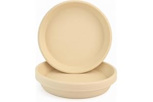 Home Garden Ornaments Plant Pot Saucers Strong Drip Tray Round Tray Plastic Trays Set of 5 (Beige, Diameter: 24cm)