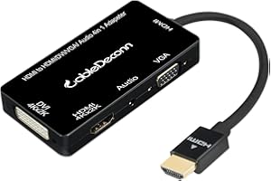 CableDeconn E0405 Black Multiport 4-in-1 HDMI zu HDMI DVI 4K VGA mit Konverter Kabel Audio Ausgang Adapter