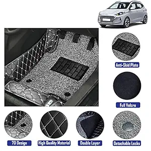 7D Car Floor Mats for Hyundai Grand I10 Nios (Model Year 2019 Onwards) (Black Color)