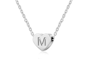 AFSTALR Silber Damen Halskette mit Klein Buchstabenherz Anhänger Initialschmuck für Frauen Mädchen Geburtstagsgeschenk