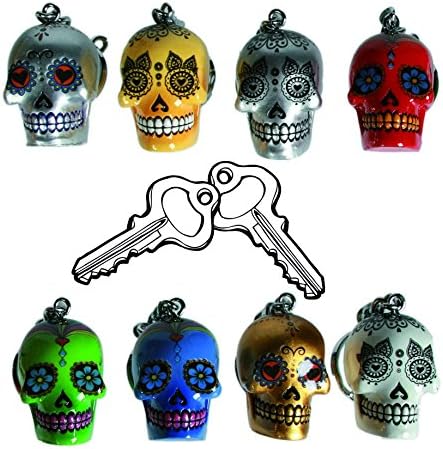 Popular WHITE Polyresin Sugar Candy / Day of the Dead Skull Keyring/Keychain, A great fun Gift for Birthdays, Christmas or Stocking Filler