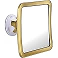 MIRRORVANA Gold-Plated Fogless Shower Shaving Mirror - Fog Free Shower Mirror with 360 Degree Suction Cup and Bonus Anti-Fog Spray - Portable and Shatterproof Bathroom Mirror - 16cm x 16cm (Gold)