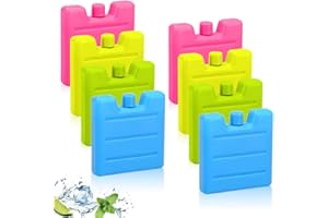 BNGXR Elementi Refrigeranti, 8 Pezzi di Tavolette di Ghiaccio per Borsa Frigo, Mini Piccole Mattonelle Raffreddamento, Piccoli Cuscinetti Refrigeranti Ice Packs, Piccoli Ice Pack Colorati, 70 ml l'uno