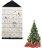 Calendrier de l'Avent à remplir - 24 poches - En tissu - À suspendre - Ornements de Noël - Rouge, rouge