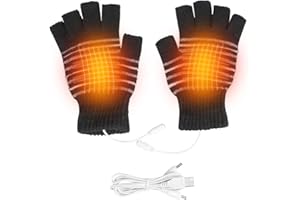 Semme Guantes de Invierno Unisex con Carga USB, Lavable para Medio Dedos cálidos, para Ciclismo, Moto, Senderismo, esquí y montañismo