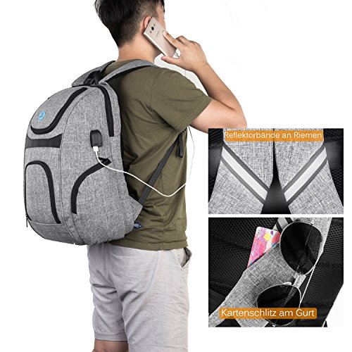 Amzbag 17 3 Zoll Laptop Rucksack Mutil-funktionale Reise Rucksack Business Backpack Computer Tasche mit USB Anschluss Wasserresistent College Rucksack