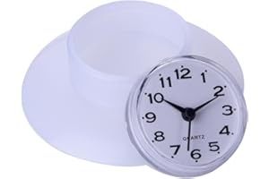 AELOA Mini Reloj Impermeable, Reloj de Pared Ventosa Reloj de baño Cara succión Reloj for Ducha baño Cocina (Blanco)