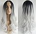 Produktbild Perücken, lange Haare, Pony, schwarz/weiß Farbverlauf, flauschig, big Ones und Temperament der Frauen