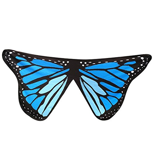 yipinco7285 147 x 65cm Butterfly Wings Fabric Shawl Scarf Ladies Dress Cape Costume (Blue)