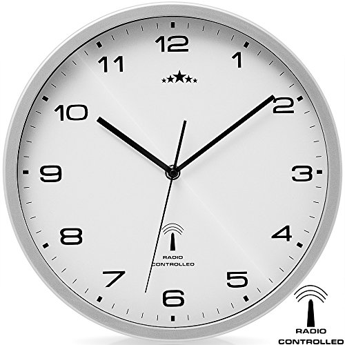präzise Wandfunkuhr - Ø 31cm - weiß/silber