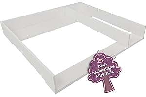 ‎PUCKDADDY Puckdaddy Malte | Wickelaufsatz kompatibel mit IKEA Malm Kommode u.Ä. | 80x78x10 cm | Wickelauflage aus Holz in Weiß – Premium Wickeltischaufsatz inkl. Trennfach & Material zur Wandmontage