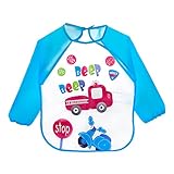 1 Pieza Baberos Bebés Impermeables Manga Larga De Dibujos Animados Suave Material Vario...