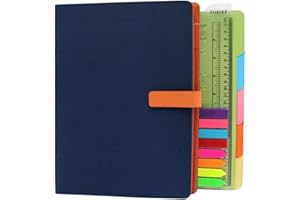 TSY Cuaderno Rellenable B5, Organizador Personal para Oficina, Estudiantes Escolares, Viajeros, Hojas Sueltas, Cuaderno de 9 Anillas, con Ranuras para Tarjetas, Forrado/Rayado, 80 Hojas, Azul Marino