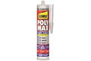 UHU Poly Max High Tack Express,Adhesivo de Montaje y Sellador Extrafuerte, Trasnparente, 300g