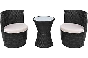 vidaXL Sedie e Tavolo da Bistrò Giardino 5pz Polyrattan Nero Tavolino Seggiole