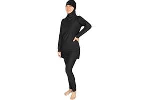 GZHOK Burkini Damen Muslim,Damen Badeanzug mit voller Abdeckung, Muslim langärmelig,Islamischer Badeanzug Dreigliedrig