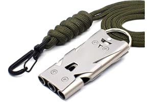 Chilee-any Sifflet de Secours 3 Tubes Sifflet Métal Haute Décibel avec Cordon, Sifflets de signalisation randonnée, Sifflet de Survie, pour Les urgences/Camping/Out Door