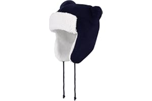 LACOFIA Bonnet Hiver Bébé Chapeau Chaud pour Enfant en Tricot Doublé de Polaire avec 2 Oreilles