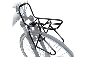 SOONBUY Bike Front Pannier Rack, Bicycle Hang On Front Rack, 15KG Load Cycle Rack, Brake Frame Luggage Shelf, Easily mounts Bags/Tent/Sleeping Bag/Baskets to Handlebars in Seconds black