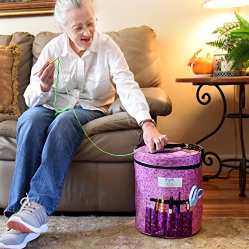 Große Premium Strick-Tasche – Garn Aufbewahrungsbeutel für die ultimative Verwahrung von Häkel- und Strickgarn, Häkelmuster und Haken, Häkelnadeln und Wolle – Großartiger Handarbeitsladen - 6