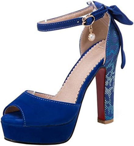 Zanpa Women Fashion Platform High Heels Sandals Peep Toe Footwear Blue Size 34