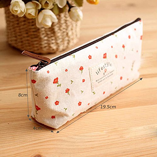 V-EWIGE Rosa Studenten Wind Pastoral Blumen Bleistift Kleine frische Garten-Art-Blumenleinwand-Studenten-Feder / Bleistift-Kasten-Bleistift-Beutel Neue - 7