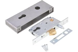 Aqbau Serrure à Crochet Avec Cassette - Argent | Goupille 72-30 | Serrure de Porte Coulissante et Portail Extérieur