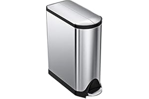 simplehuman CW2017 poubelle de recyclage papillon, étroite, poubelle de cuisine, tri selectif 2 bacs, double compartiments, acier inoxydable brossé, 40 litres (20/20), Argenté