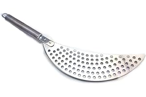 MRISATA Pan Strainer, Stainless Steel Strainer Pot with Handle, Half Moon Resistance Pot Strainer for Kitchen pots, Multi Purpose Food Drain, Stainless steel kitchen filter, Pot Strainer