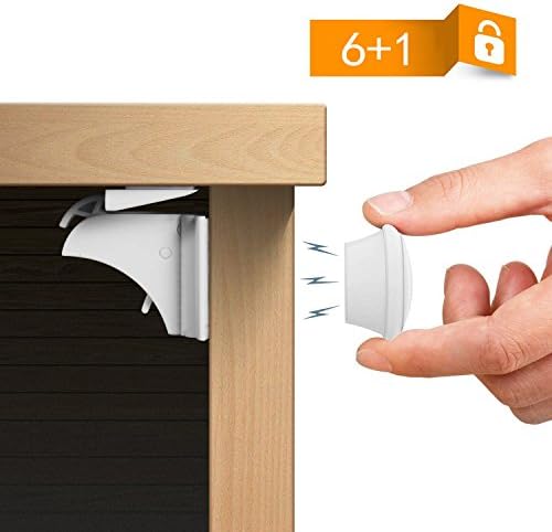 Hotreasure Child Safety Magnetic Cupboard Locks No Tools Or Screws Needed (6 locks + 1 key)