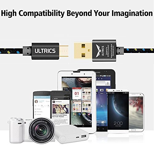 ULTRICS® Micro USB Kabel Nylon geflochtenes Aufladeeinheits-Kabel 10ft / 3M Tangle geben Synchronisierungsauflade USB-androides Aufladeeinheits-Blei für Samsung-Galaxie, Sony, Nokia, Microsoft, HTC, Motorola, Kindle, Nexus, Huawei, LG, Xiaomi, OPPO – Lebenszeit-Garantie, Geld frei zurück Garantie - 6