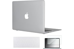 TOPIDEAL compatible with 3 in 1 Rubberized Matte Hard Case Cover for 13-inch MacBook Air 13.3" (Model: A1369 and A1466)+Keyboard Cover+Screen Protector-Clear
