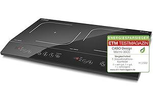‎CASO CASO Maitre 3500, Doppel-Induktionskochplatte mobil, Testsieger, 3500 W PowerSharing, SmartControl 12 Stufen, 60-240°C, 180 Min. Timer, 26cm Fläche, Glaskeramik, Testsieger ETM Testmagazin