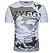 Produktbild Shirt Herren Sommer Mode Druck O-Ausschnitt Männer Kurzarmshirt Sportstyle Fitness T-Shirts Basic Slim Patchwork Militär Camouflage Kurzarm T-Stücke Sweatshirt (M, Weiß)