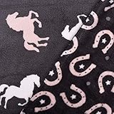 Waschbar bei 30°C SCHÖNER LEBEN. Wellness Fleece Doubleside Pferde Hufeisen dunkelgrau rosa weiß 1,45m