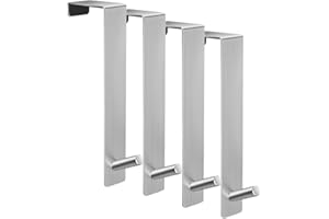 ARTOYS Edelstahl Türhaken zum Einhängen, 4er Set – 4 cm Breite, 17,7 cm Länge – Schwerlastfähig, Schaumstoffschutz, Bohrfrei – Perfekt für Türen, Kleidung, Taschen & mehr
