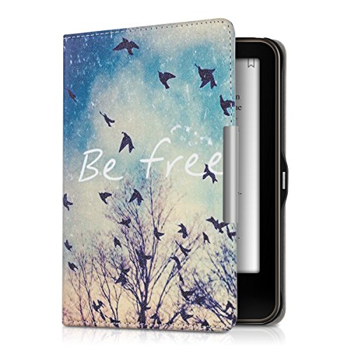 kwmobile Hülle für Tolino Vision 1 / 2 / 3 / 4 HD - Flipcover Case eReader Schutzhülle - Bookstyle Klapphülle Be free Design Schwarz Blau Weiß
