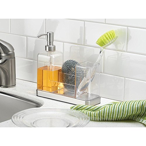 InterDesign 66880EU Forma 2 Seifen und Bürsten – Caddy, gebürsteter edelstahl / durchsichtig - 2