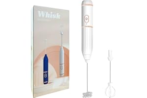 KMYC Milk Frother for Coffee Handheld Electric Rechargeable, Double Whisks 2 in 1 Hand Drink Mixer Foamer for Cappuccino Latte Hot Chocolate,Small Egg Wisking Tool White